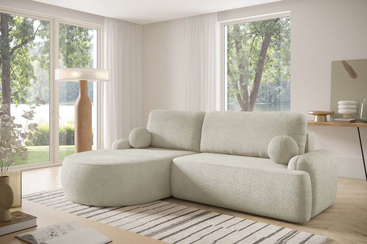 ECKSOFA BETT LUNA 264CM universal RECHTE/LINKE ECKE / SCHAUM STOFF FLECKENSCHUTZ