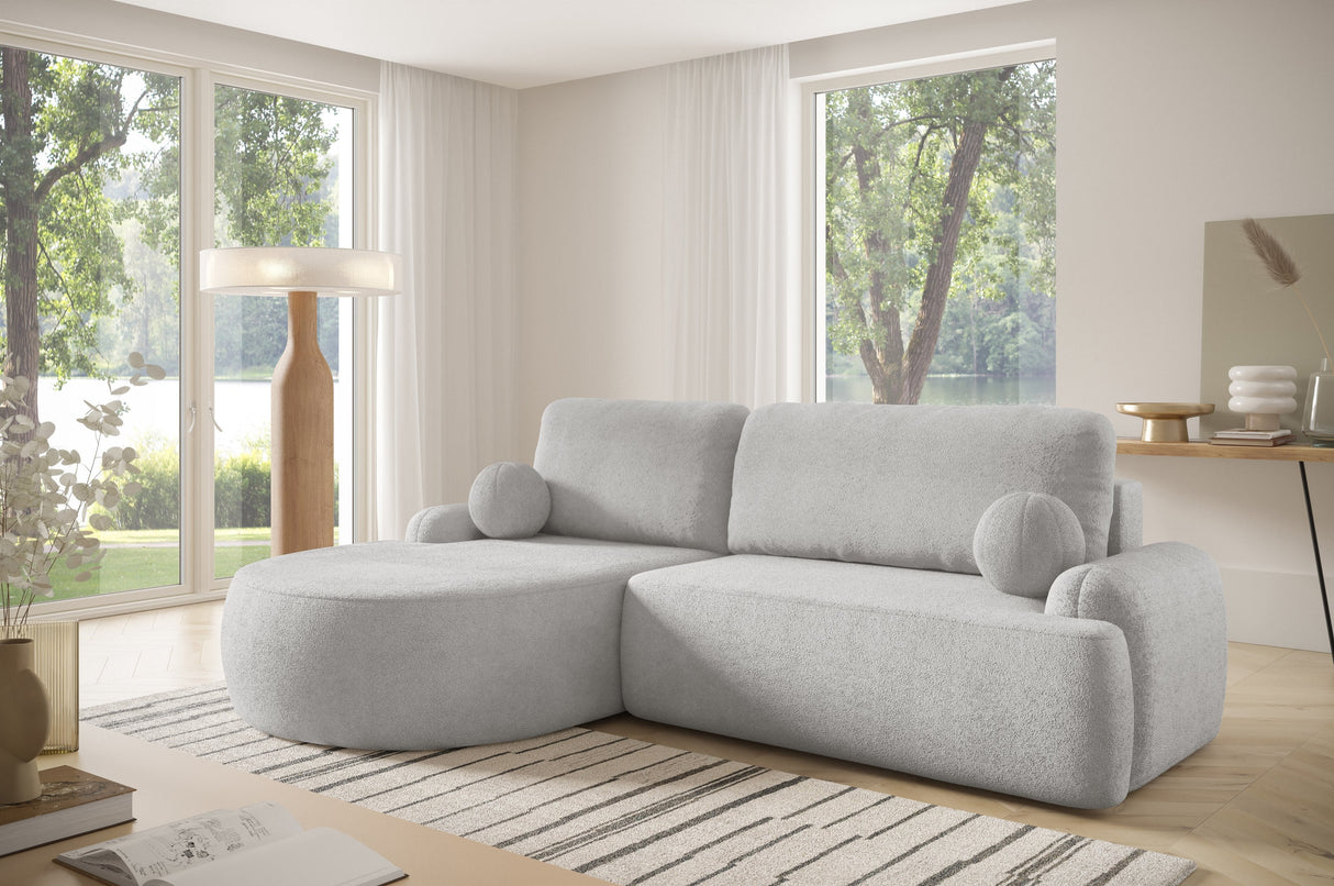 ECKSOFA BETT LUNA 264CM universal RECHTE/LINKE ECKE / SCHAUM STOFF FLECKENSCHUTZ