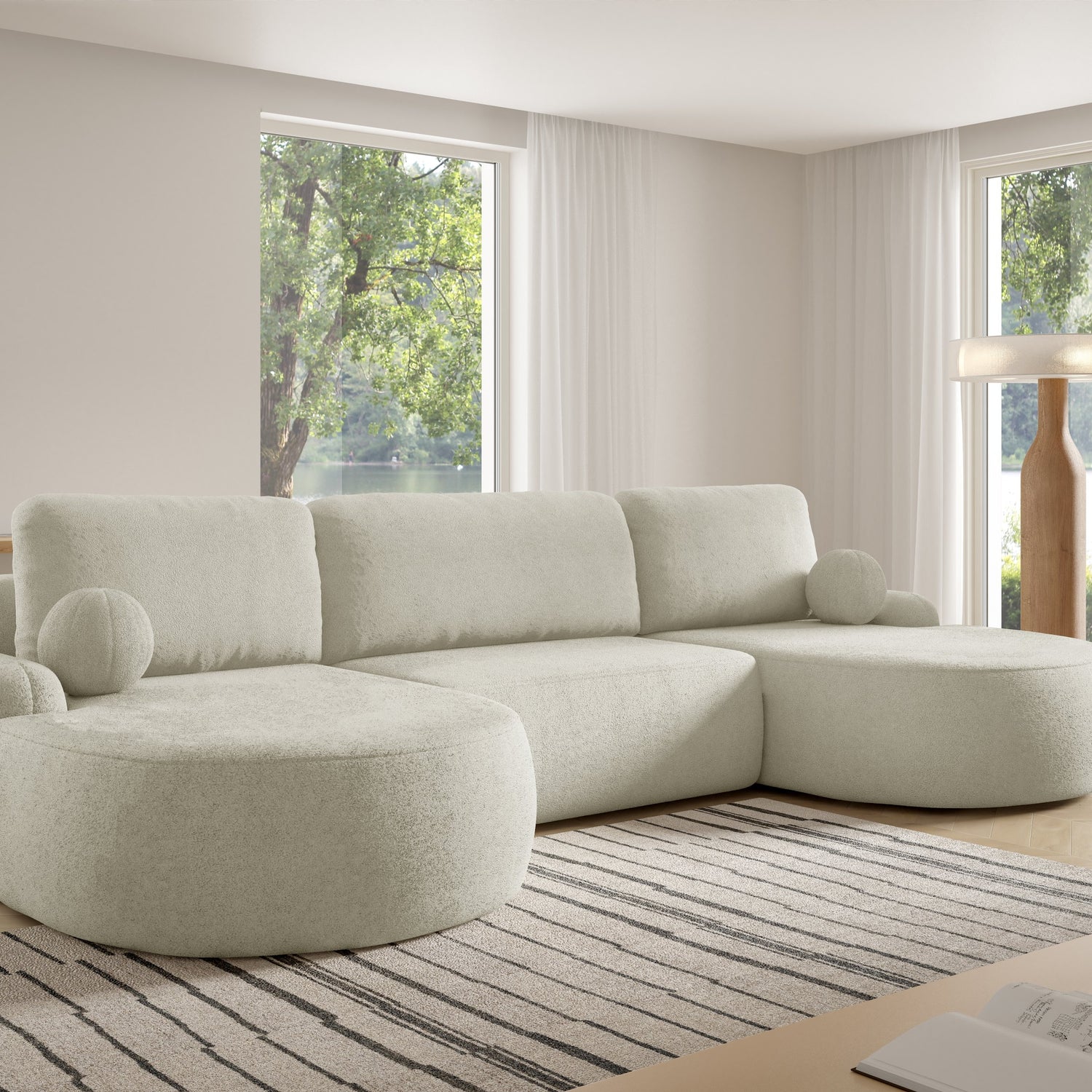 NAROŻNIK SOFA ŁÓŻKO LUNA U 380cm uniwersalny PRAWY/LEWY NAROŻNIK / TKANINA ODPORNA NA PLAMY Z PIANKI