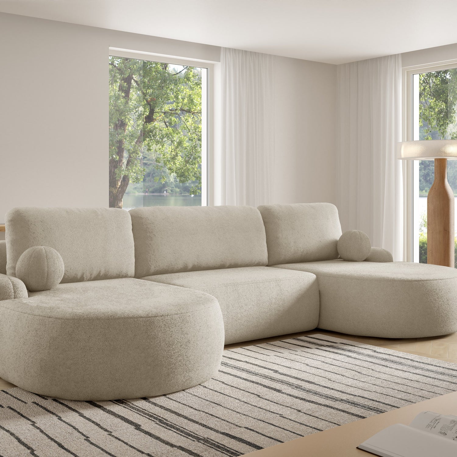 NAROŻNIK SOFA ŁÓŻKO LUNA U 380cm uniwersalny PRAWY/LEWY NAROŻNIK / TKANINA ODPORNA NA PLAMY Z PIANKI