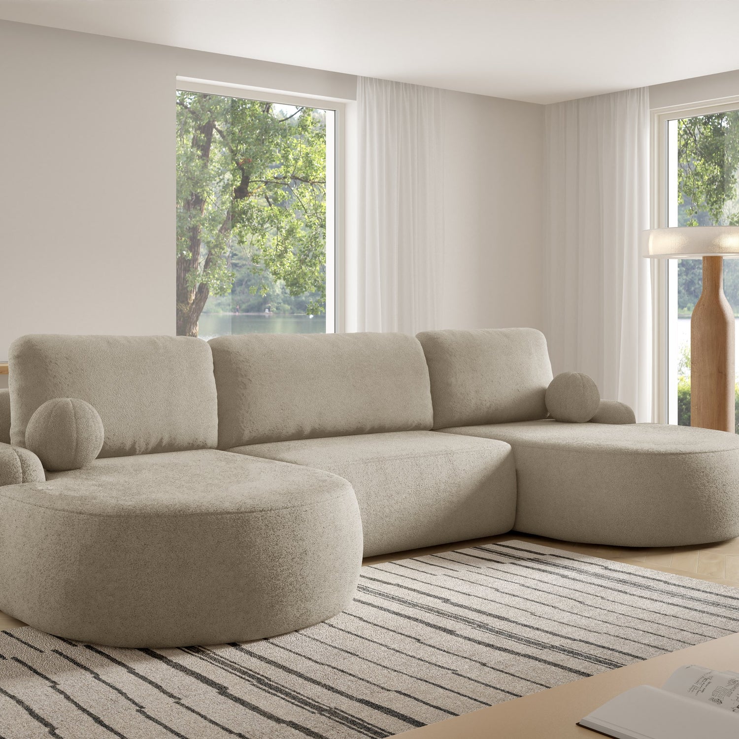 NAROŻNIK SOFA ŁÓŻKO LUNA U 380cm uniwersalny PRAWY/LEWY NAROŻNIK / TKANINA ODPORNA NA PLAMY Z PIANKI