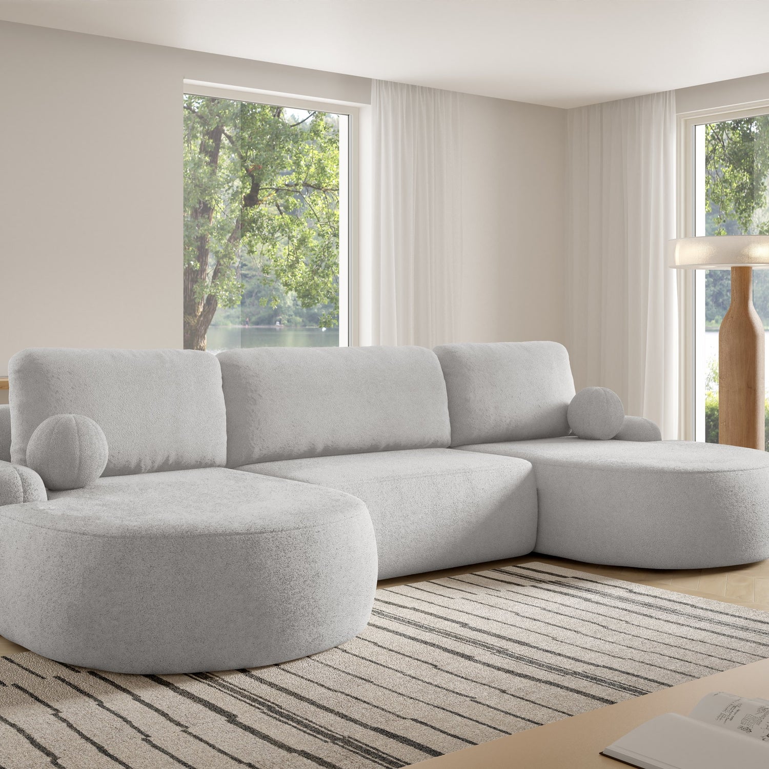 NAROŻNIK SOFA ŁÓŻKO LUNA U 380cm uniwersalny PRAWY/LEWY NAROŻNIK / TKANINA ODPORNA NA PLAMY Z PIANKI