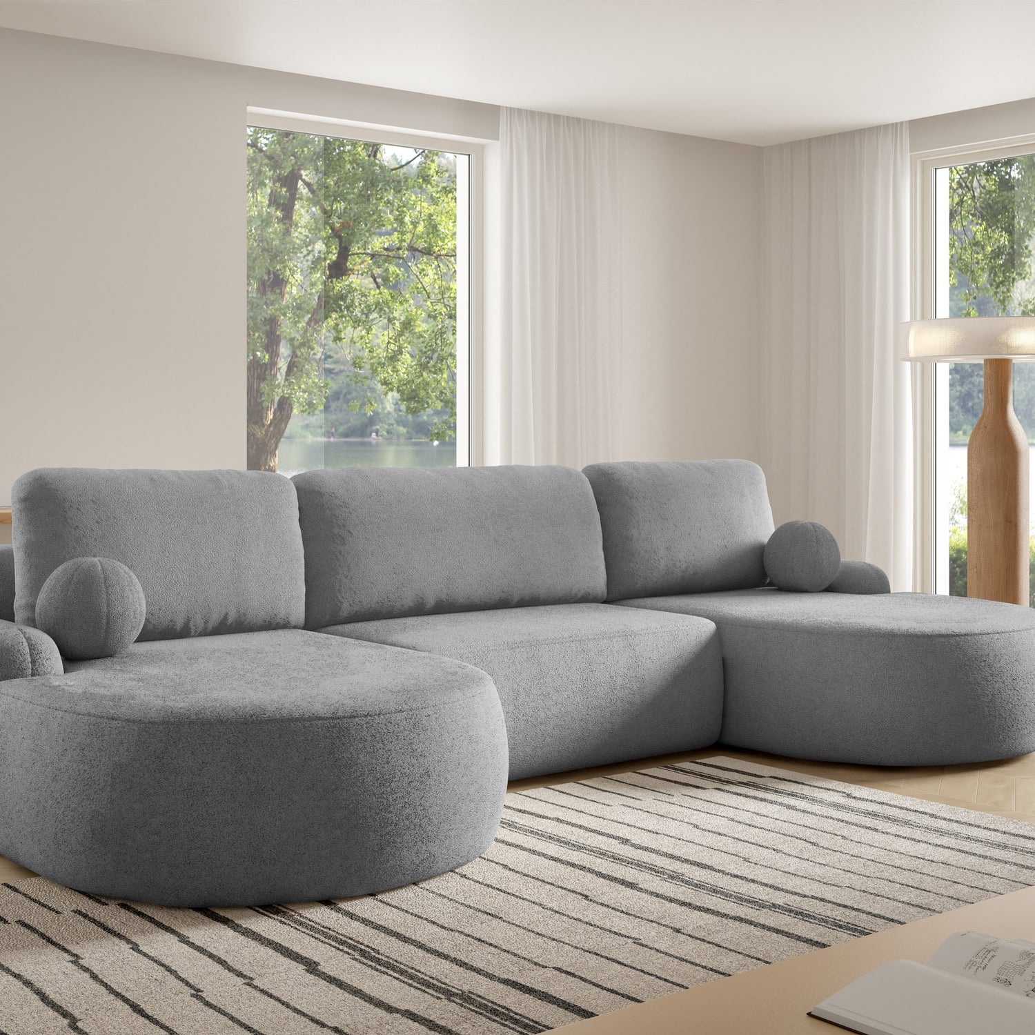 NAROŻNIK SOFA ŁÓŻKO LUNA U 380cm uniwersalny PRAWY/LEWY NAROŻNIK / TKANINA ODPORNA NA PLAMY Z PIANKI
