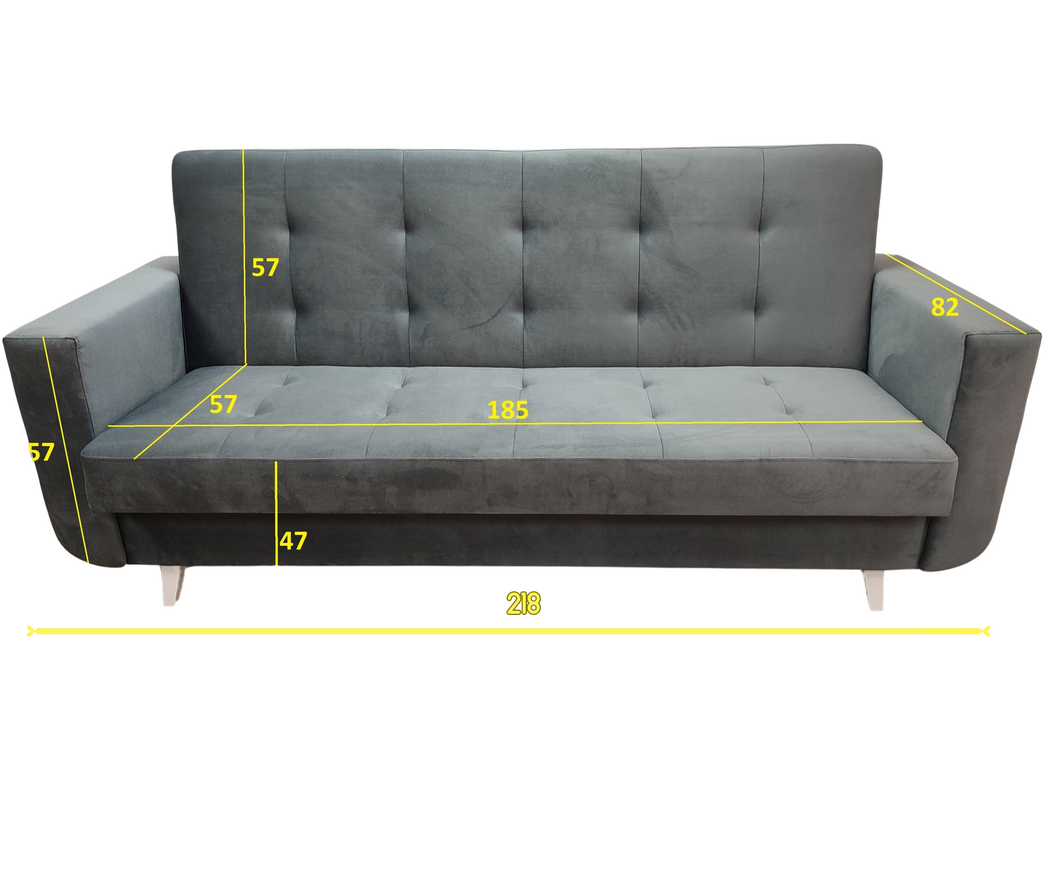 SOFA BED NEO 218cm / SPRINGS + FOAM CHOICE OF COLOR EASY CLEAN FABRICThe NEO sofa is made of high-quality VELVET fabric with a stain-resistant coating.comfortable and solidSpecification:free-standing sofawooden legs (color to choose)stitched seat and back