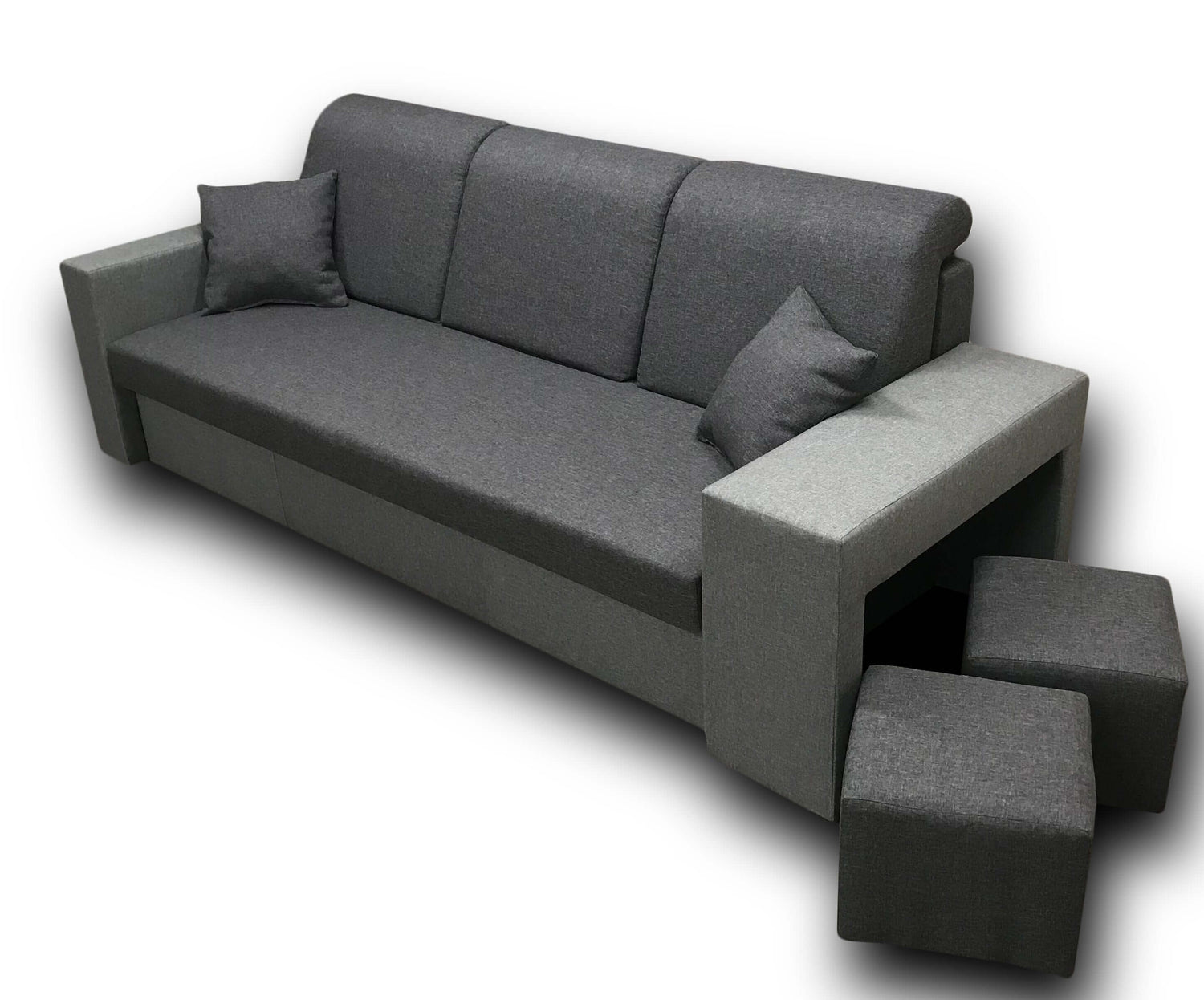 SOFA BED BALI 236CM / BONELL SPRINGS + FOAMFEATURES:BONELL SPRINGS + T28 FOAM 3 X LARGE BACKREST PILLOWS 2X SMALLER CUSHIONS 1X STORAGE SPACE 2X STOOLBed-folding function DL SYSTEM (The unfolding process involves gently lifting the seat up, extending it a