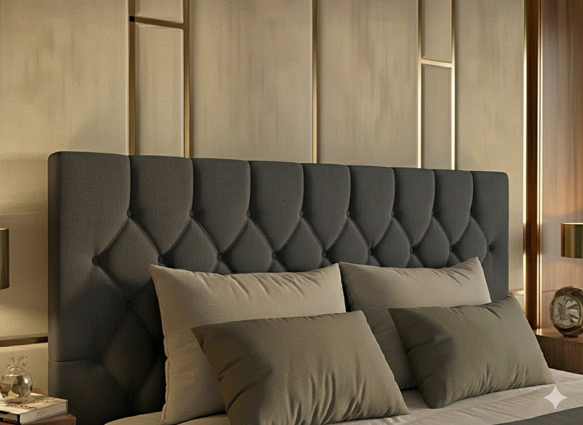 Luxury Velvet Bed with Deep Diamond Tufting & Chrome Feet – All Sizes