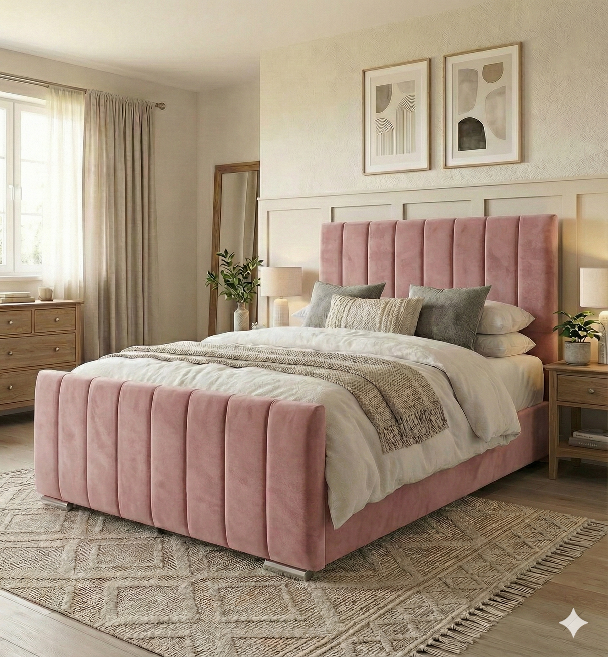 Modern Velvet Ottoman Bed Frame with Gas-Lift Storage & Tall Headboard – Available in All Sizes