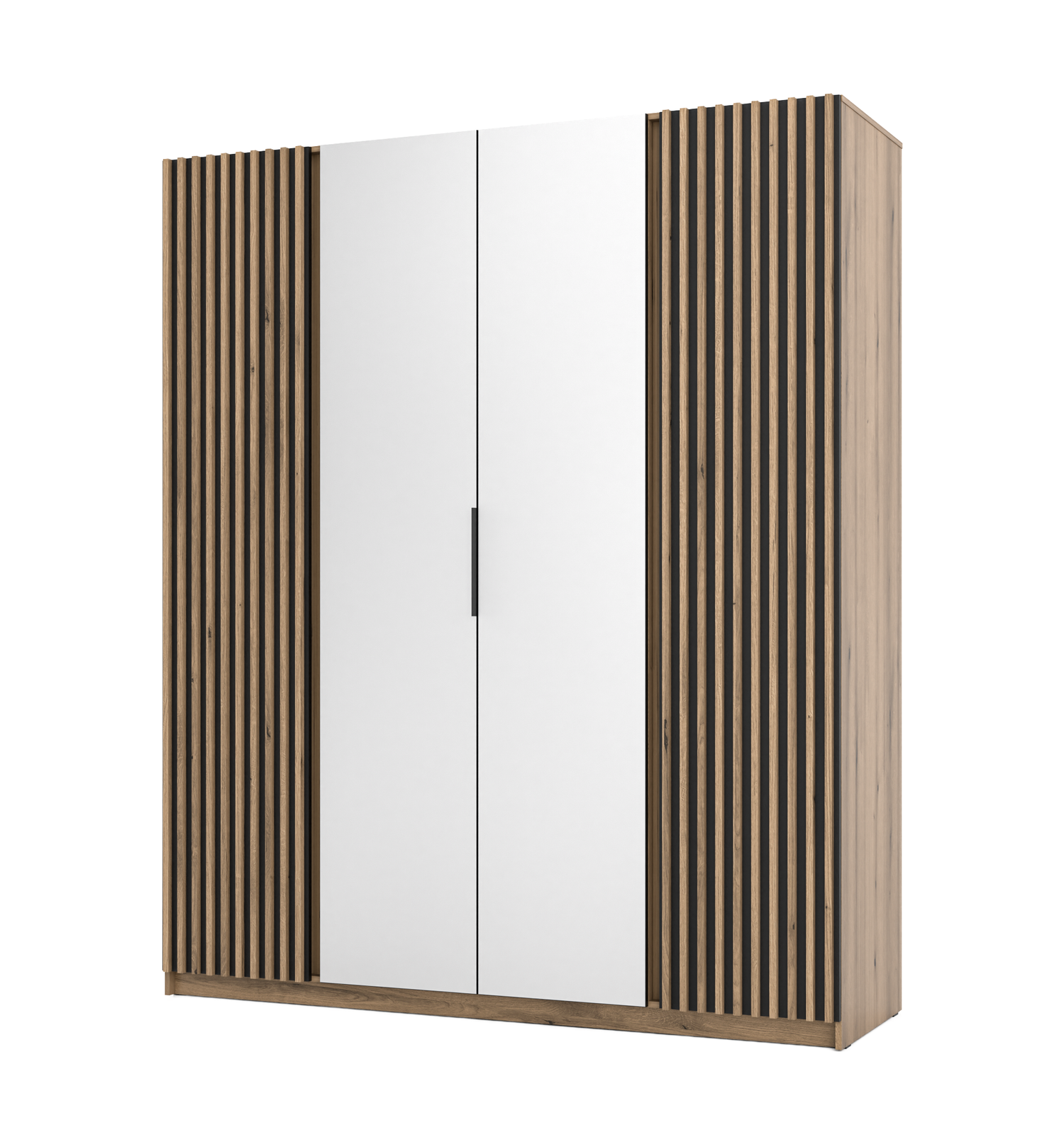 KAJA 2LAM 2 MIRROR - AVAILABLE IN 4 COLORSDimensions: 2000 x 2390 x 619 mm (W x H x D)Number of Packages: 6Front:- laminated plate 16 mm - black- the edge of ABS- handle UA-HEXA-256-20M, 256 mm / aluminumThe body:- laminated plate 16 mm - oak evoke- melam