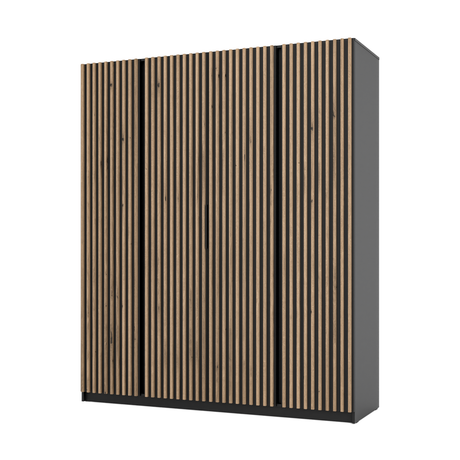 KAJA 4LAM - AVAILABLE IN 4 COLORSDimensions: 2000 x 2390 x 619 mm (W x H x D)Number of Packages: 6Front:- laminated plate 16 mm - black- the edge of ABS- handle UA-HEXA-256-20M, 256 mm / aluminumThe body:- laminated plate 16 mm - oak evoke- melamine / ABS