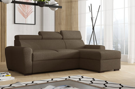 UNIVERSAL CORNER SOFA BED LAMBI 249CM BOUCLE FABRIC ADJUSTABLE HEADREST *CHOICE OF COLORS* / SPRINGS + FOAMADJUSTABLE HEADRESTSBOUCLE FABRIC1X STORAGE SPACEMADE IN LAMBI FABRIC CLICK HERE THIS MODEL IS UNIVERSAL WHICH MEANS YOUR CAN CHOOSE CORNER SIDE DUR