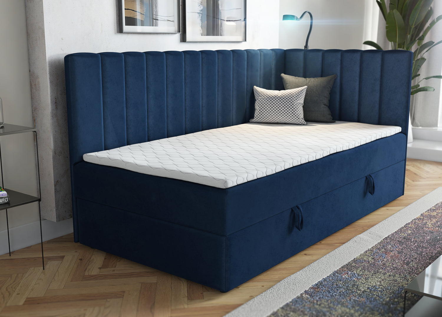 ŁÓŻKO JEDNOOSOBOWE LARA 100X200CM Z OŚWIETLENIEM I USB