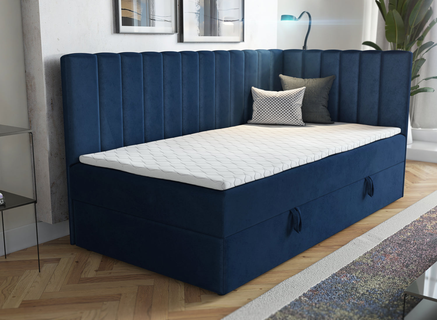 ŁÓŻKO JEDNOOSOBOWE LARA 90X200CM Z OŚWIETLENIEM I USB