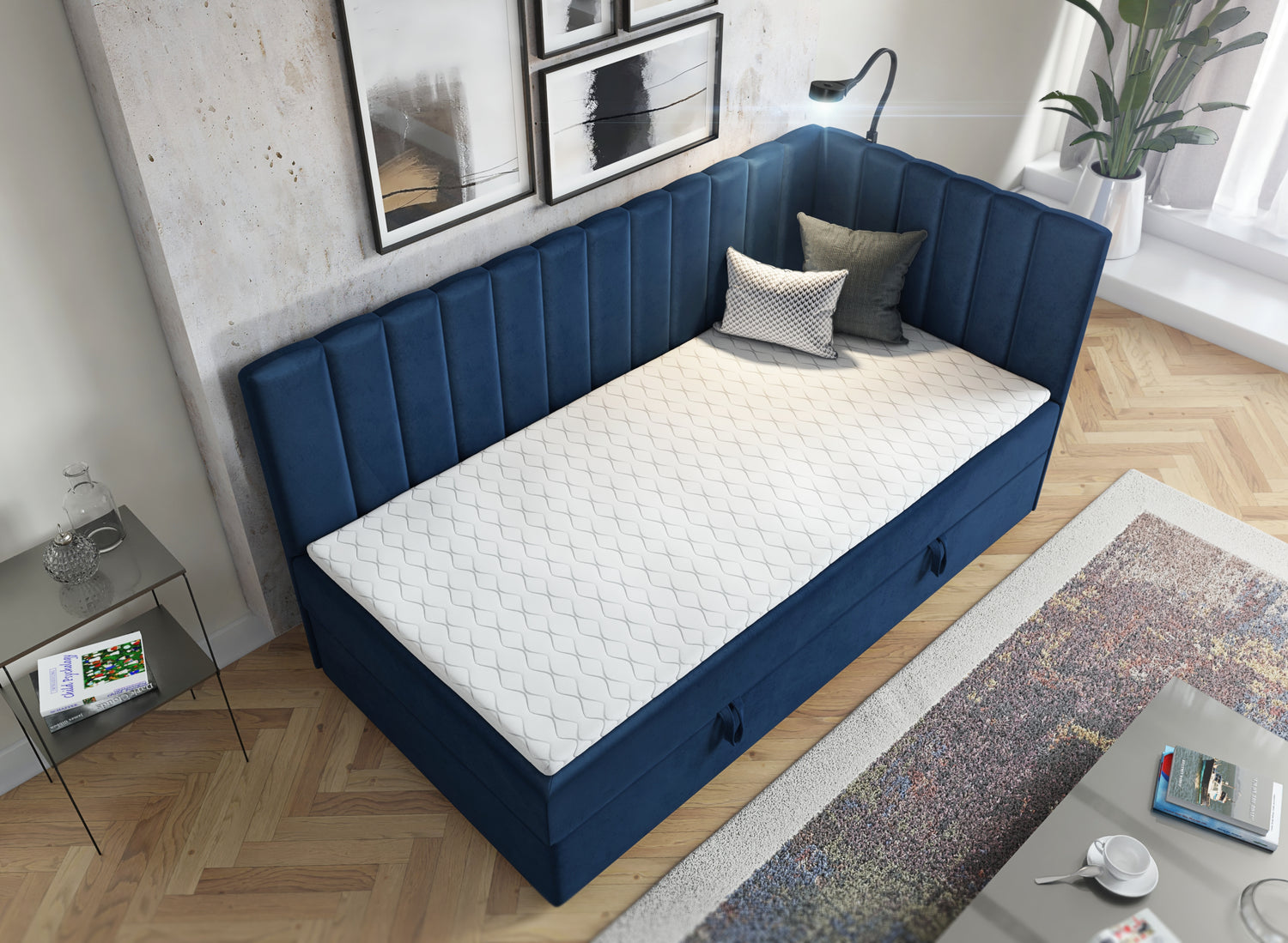 ŁÓŻKO JEDNOOSOBOWE LARA 80X200CM Z OŚWIETLENIEM I USB