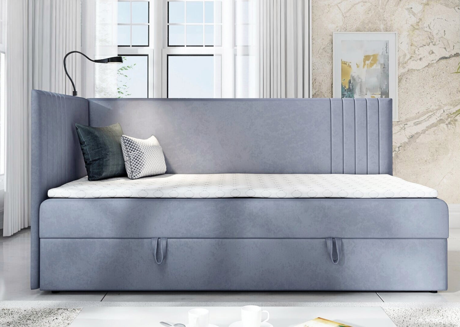ŁÓŻKO JEDNOOSOBOWE MOLI 80X200CM Z OŚWIETLENIEM I USB