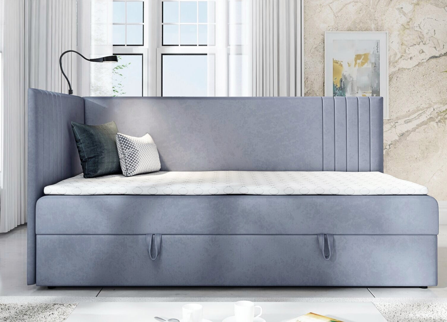 ŁÓŻKO JEDNOOSOBOWE MOLI 100X200CM Z OŚWIETLENIEM I USB