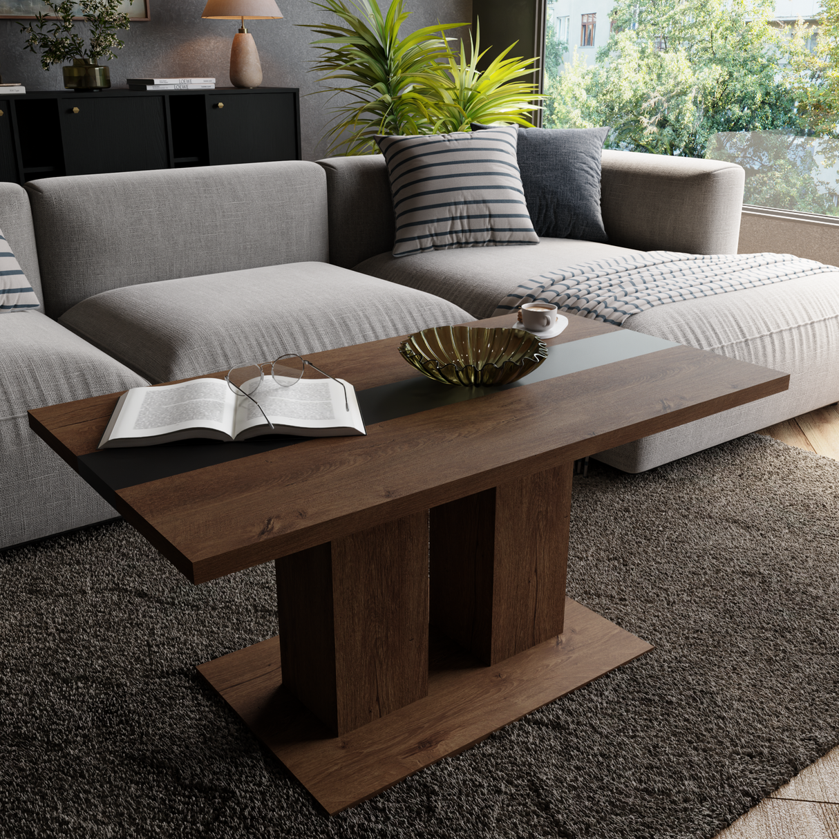 COFFEE TABLE BEN LEFKAS AND BLACK 110X60CM - Anna Furniture