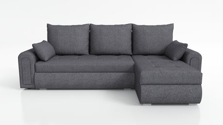 UNIVERSAL CORNER SOFA BED ECO 240CM GREY SAWANA 05 2X STORAGETHIS MODEL IS UNIVERSAL WHICH MEANS YOU CAN CHOOSE CORNER SIDE DURING ASSEMBLY Specifications: frame made of pine wood and furniture board (synee) Seats are made of I species foam t28/42 (not de