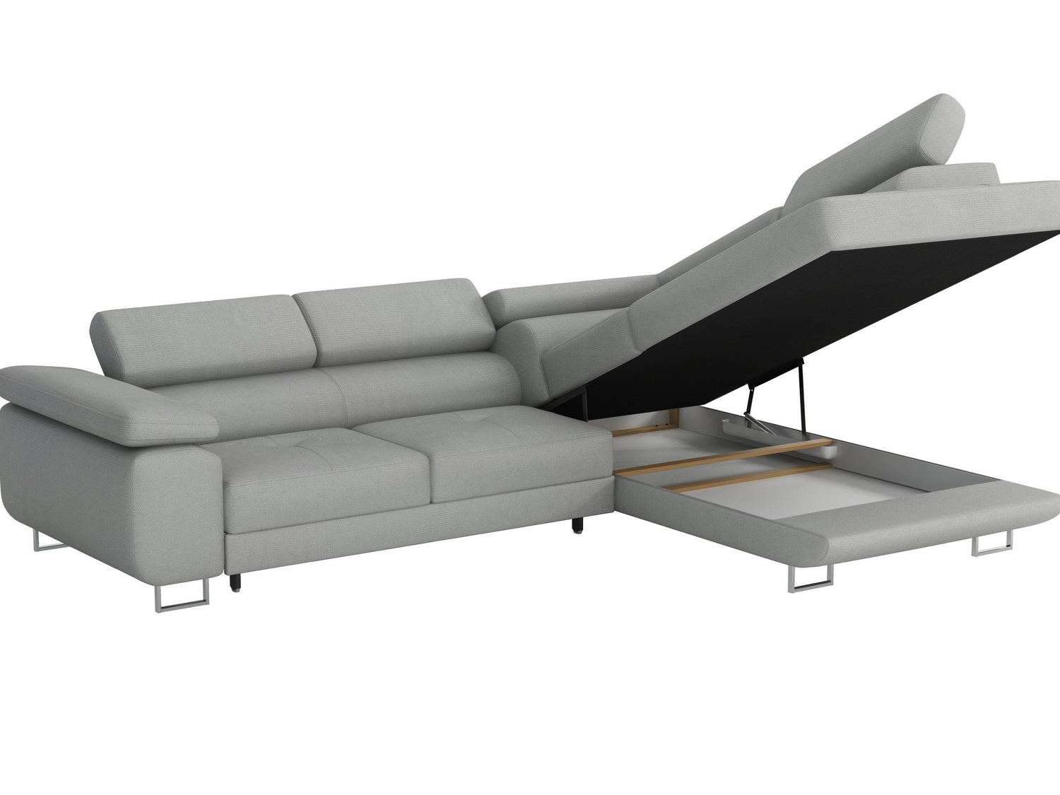 CORNER SOFA BED CALIPSO 275CM KRONOS19 / SPRINGS + FOAMMade in KRONOS fabric click hereProduct dimensions:- width: 275 cm- depth: 203 cm- seat depth: 56 cm- seat height: 43 cm- corner height: 90 cm- sleeping area: 125x195 cmThe corner is made of high qual