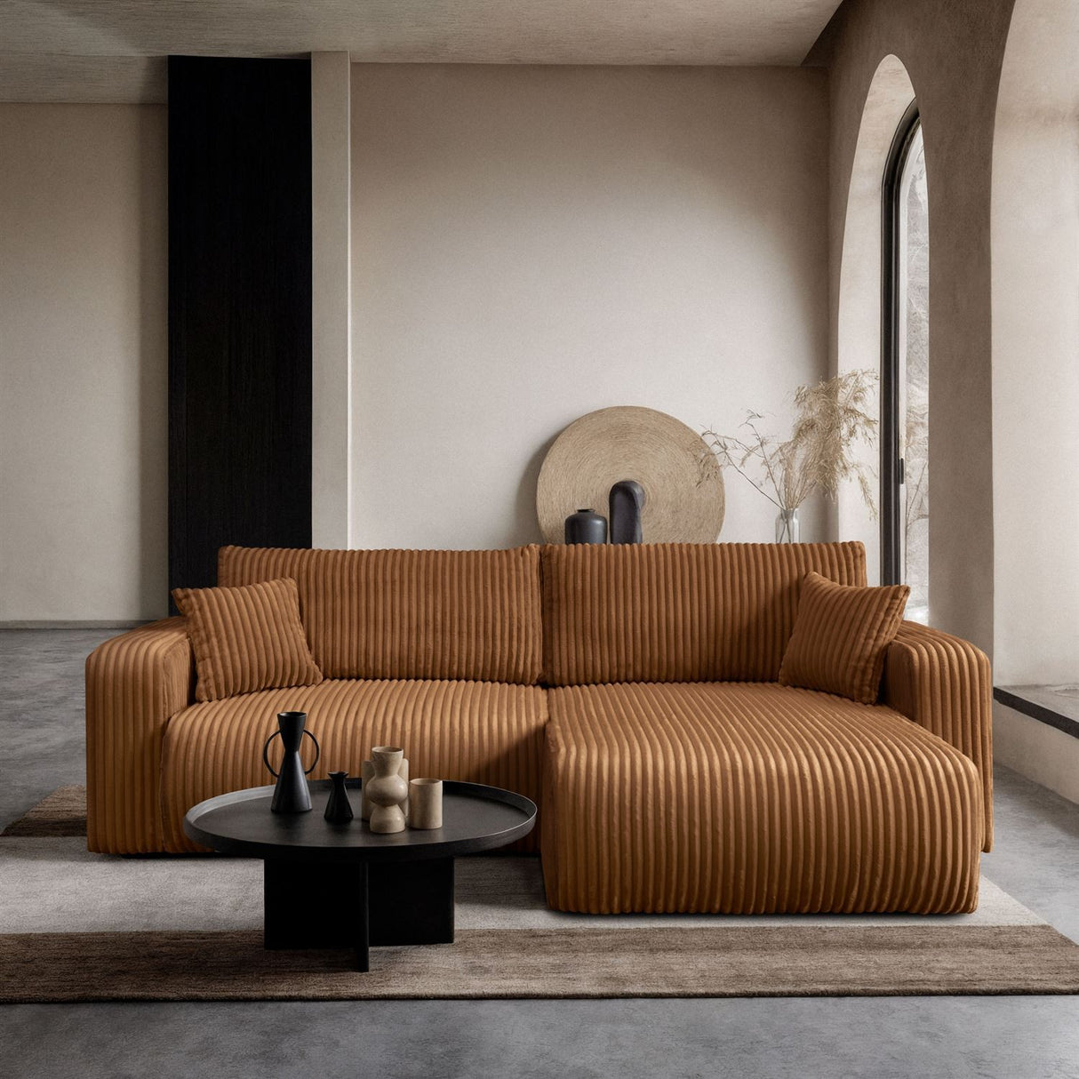 NAROŻNA SOFA Z ROZKŁADANYM ŁÓŻKIEM OPTI 247CM SPRĘŻYNY + PIANKA TKANINA JUMBO Z PRZEPLATANYM SZNURKIEM TILIA