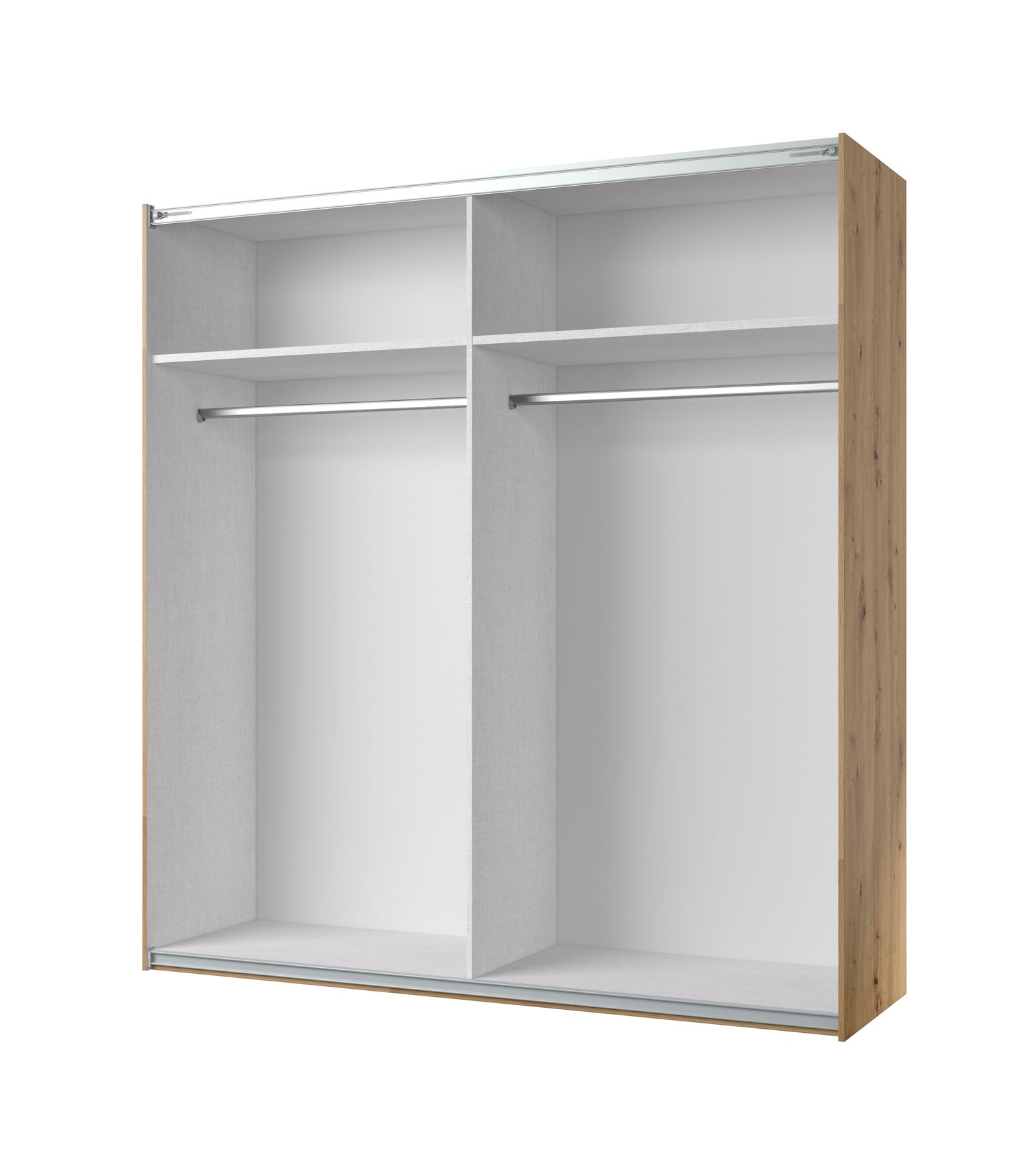 Sigma Sliding Door Wardrobe 200cmIntroducing Sigma: a fusion of style, space, and contemporary practicality. Ideal for a bedroom or guest room, it boasts dual sliding doors, two roomy enclosed sections, and two hanging rods for organization. Choose from t