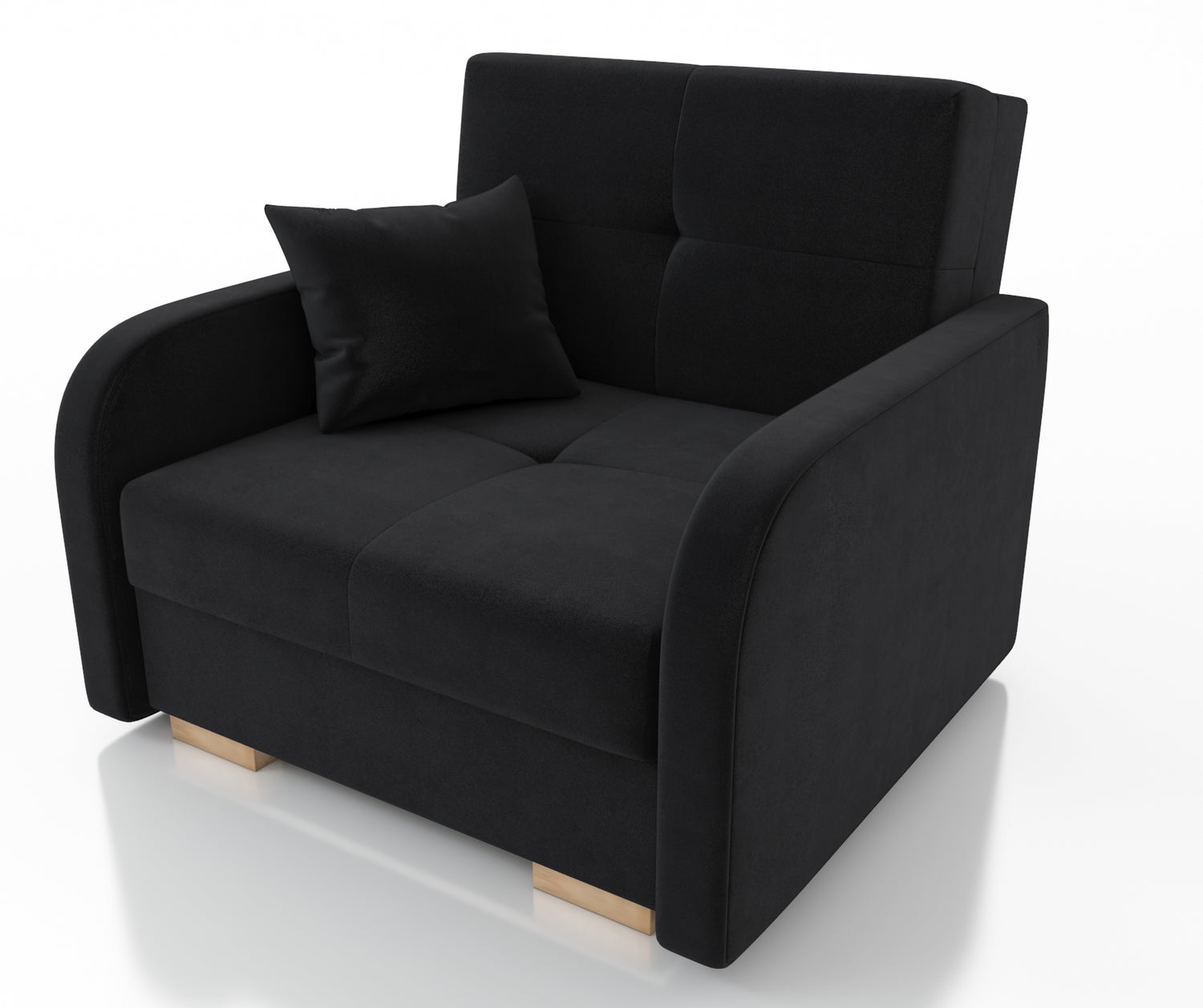 SINGLE SOFA BED OLA I 103cm CHOICE OF COLOR / FOAMDimensions :HEIGHT 85CMDEEPTH 95CMWIDHT 103CMSLEEPING AREA 80X195 cm(no possibility to change dimensions) +/- 3The sofa is made of a wooden frame, the sleeping surface is made of PUR T30 / 42 foam. The sof