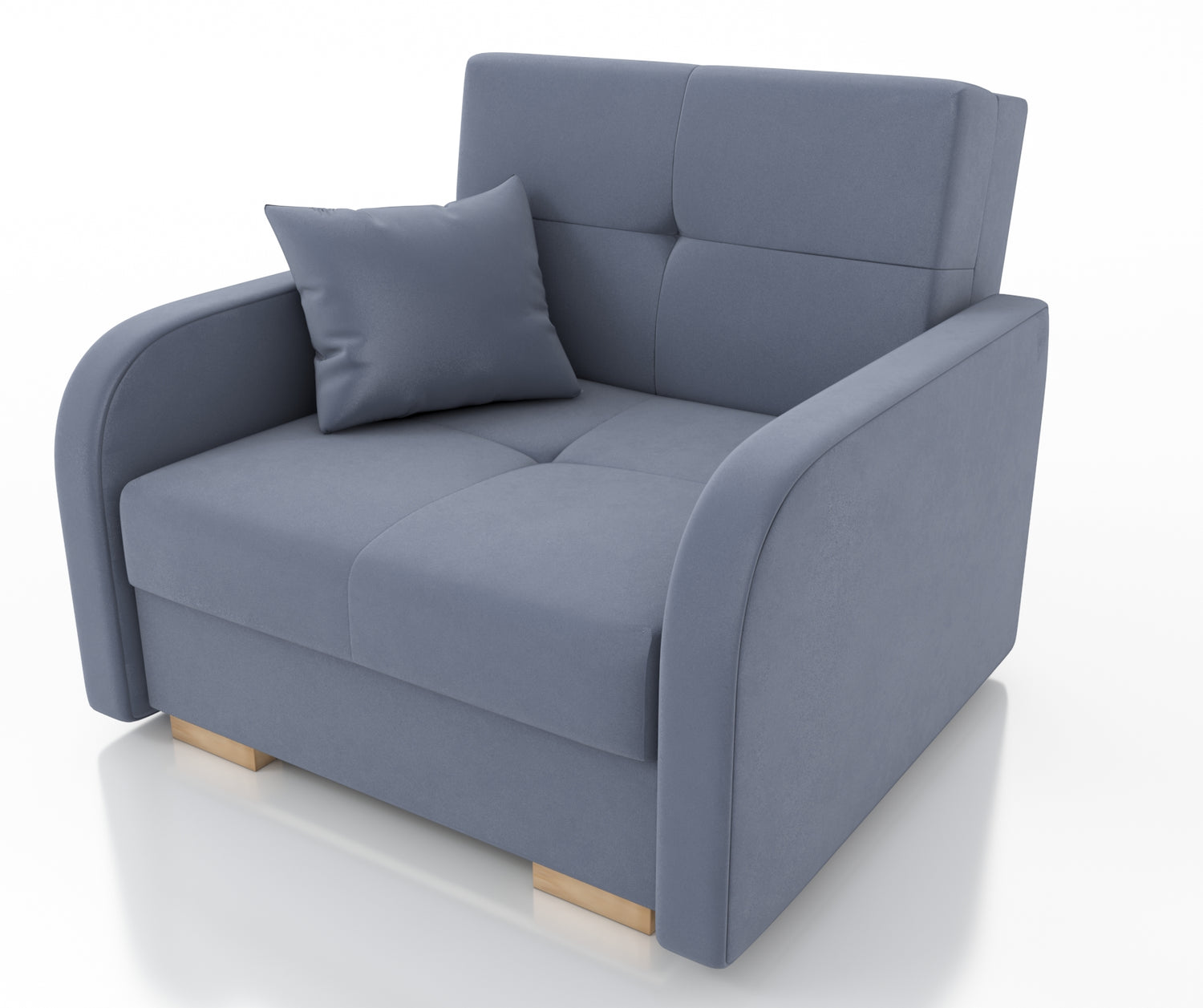 SINGLE SOFA BED OLA I 103cm CHOICE OF COLOR / FOAMDimensions :HEIGHT 85CMDEEPTH 95CMWIDHT 103CMSLEEPING AREA 80X195 cm(no possibility to change dimensions) +/- 3The sofa is made of a wooden frame, the sleeping surface is made of PUR T30 / 42 foam. The sof