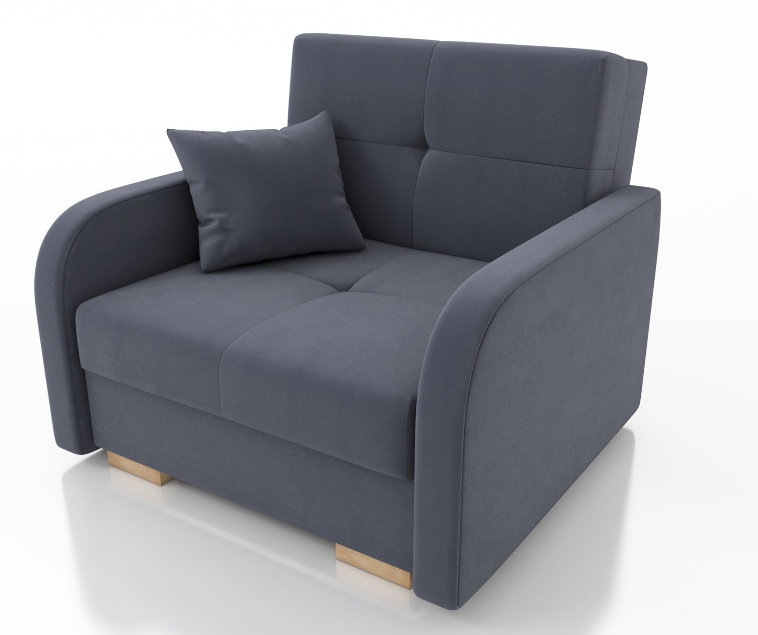 SINGLE SOFA BED OLA I 103cm CHOICE OF COLOR / FOAMDimensions :HEIGHT 85CMDEEPTH 95CMWIDHT 103CMSLEEPING AREA 80X195 cm(no possibility to change dimensions) +/- 3The sofa is made of a wooden frame, the sleeping surface is made of PUR T30 / 42 foam. The sof