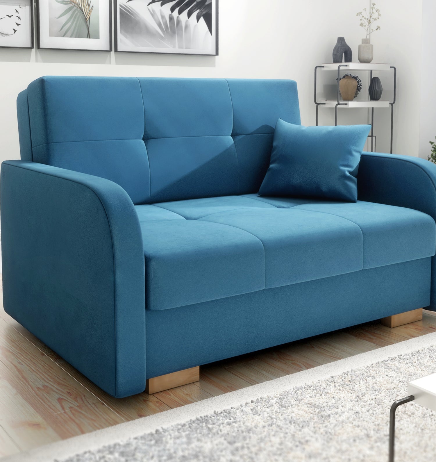 TWO SEATER SOFA BED OLA II 136CM CHOICE OF COLOR / FOAMDimensions :HEIGHT 85CMDEEPTH 95CMWIDHT 136CMSLEEPING AREA 113x195cm(no possibility to change dimensions) +/- 3The sofa is made of a wooden frame, the sleeping surface is made of PUR T30 / 42 foam. Th