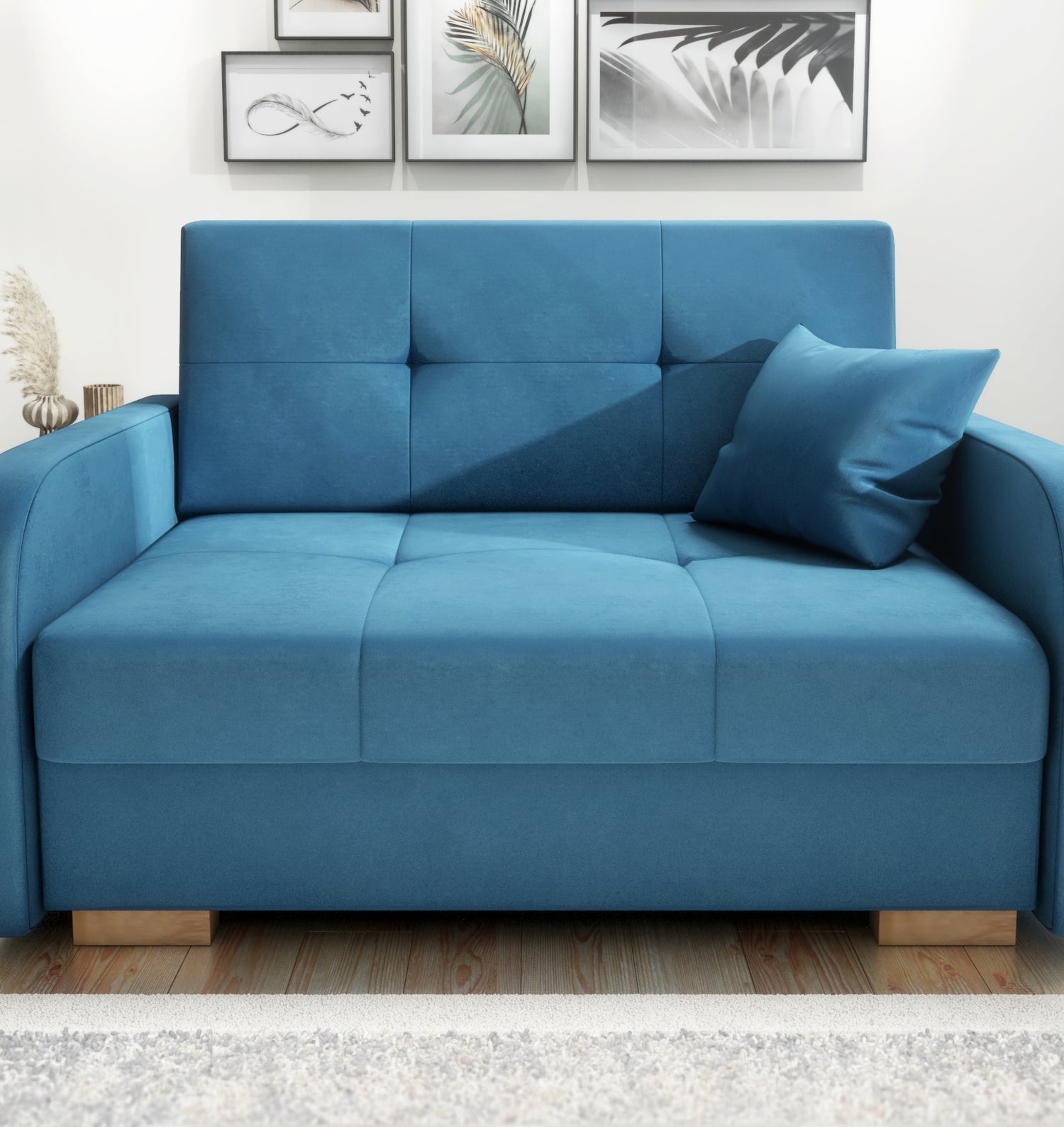TWO SEATER SOFA BED OLA II 136CM CHOICE OF COLOR / FOAMDimensions :HEIGHT 85CMDEEPTH 95CMWIDHT 136CMSLEEPING AREA 113x195cm(no possibility to change dimensions) +/- 3The sofa is made of a wooden frame, the sleeping surface is made of PUR T30 / 42 foam. Th