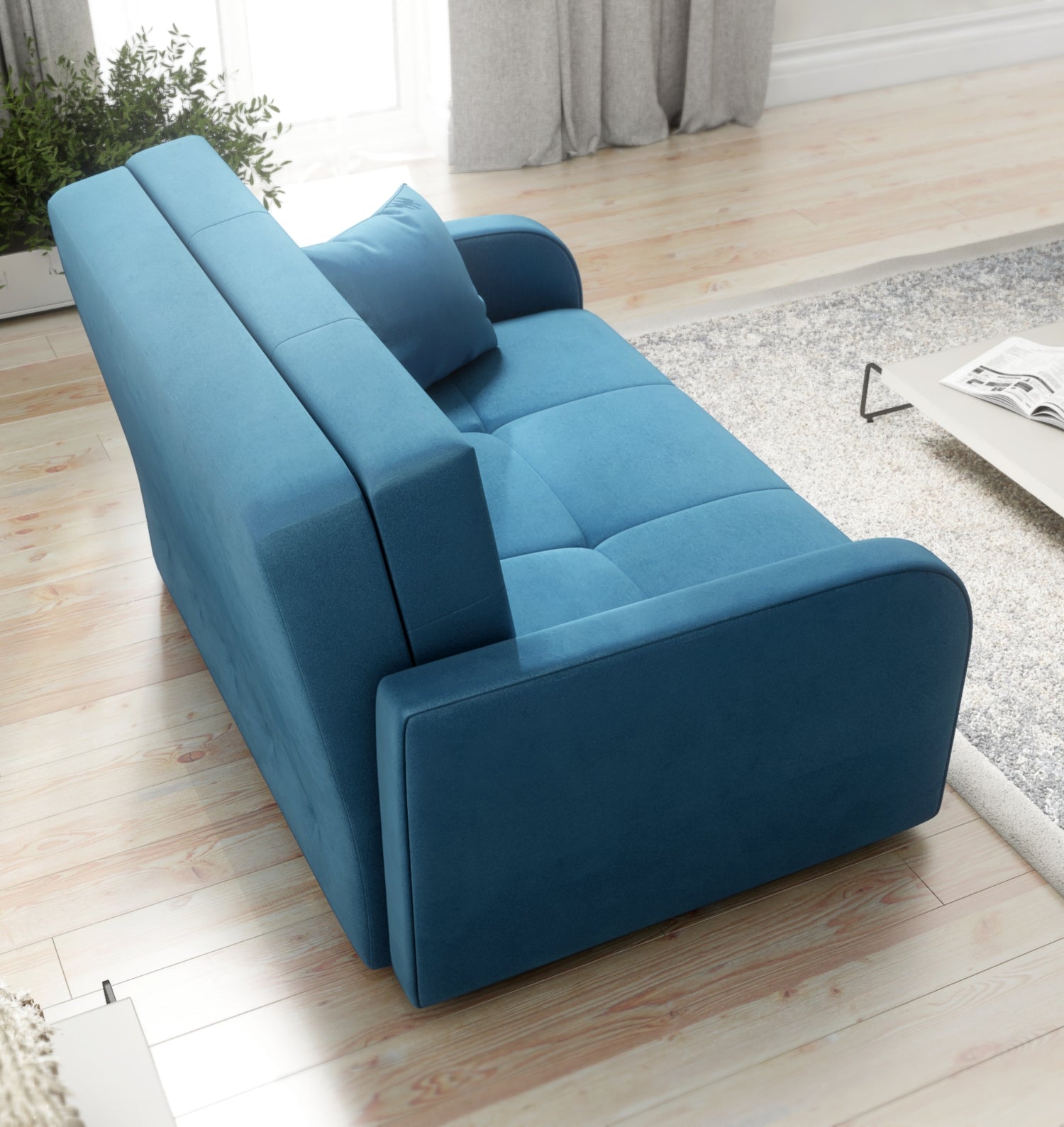 TWO SEATER SOFA BED OLA II 136CM CHOICE OF COLOR / FOAMDimensions :HEIGHT 85CMDEEPTH 95CMWIDHT 136CMSLEEPING AREA 113x195cm(no possibility to change dimensions) +/- 3The sofa is made of a wooden frame, the sleeping surface is made of PUR T30 / 42 foam. Th