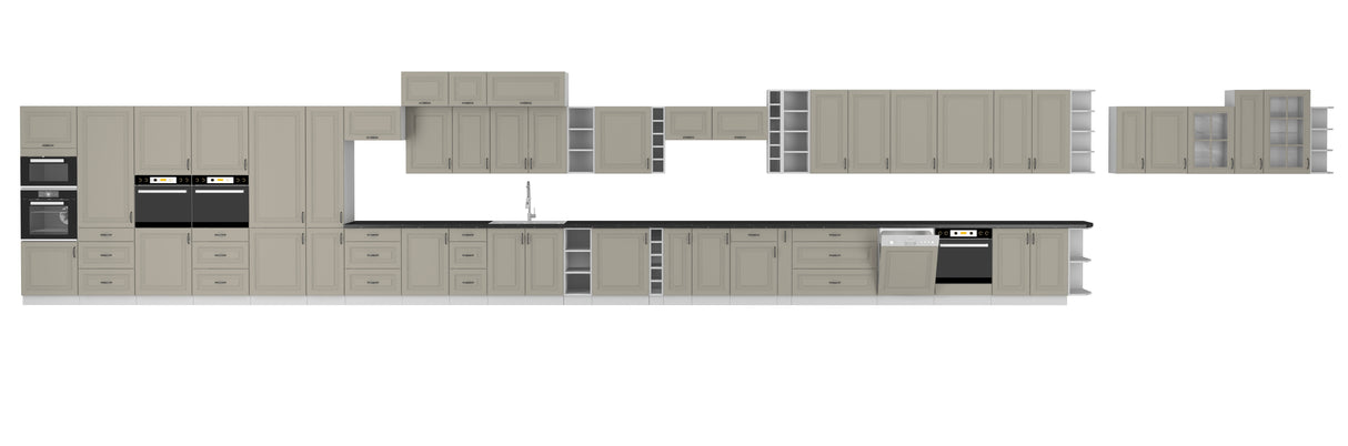 STILO KITCHEN SET CHOICE OF 4 COLOR VARIANTSFEATURESSilent closing systemColors/materials:white matt / artisanFront:- 16mm matt white MDF board, STILO cutter- handle: metal, blackCorps:- 16mm Artisan Oak laminated board- Artisan Oak melamine edgeThe set i