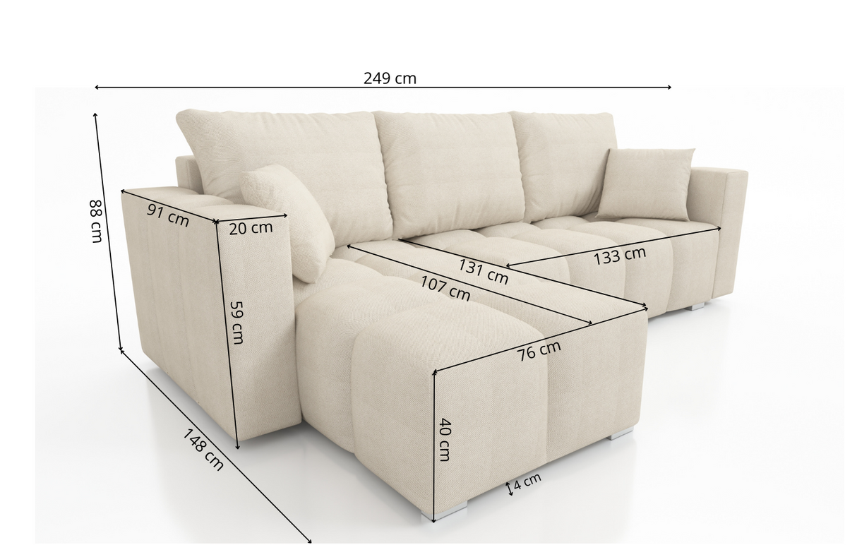 UNIVERSAL CORNER COLT 249CM / SPRINGS + FOAM - Anna Furniture