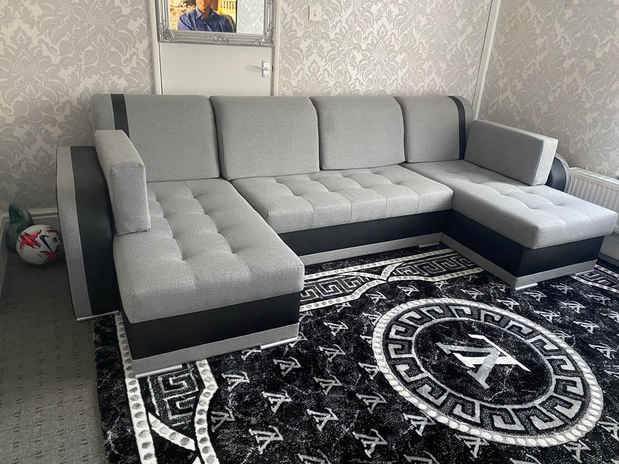 CORNER SOFA BED DINA U SHAPE 308CM 3X STORAGE SPACE CHOICE OF COLOR / BONELL SPRINGS + FOAM3X STORAGE SPACEBONELL SPRINGS + FOAMFABRIC INARI + FAUX LEATHERSIZEWIDTH 308CMDEEPTH 140CMHEIGHT 90CMSLEEPING AREA 270X140CMPACKED WEIGHT/DIMENTIONS 1/4 42kg 43x13