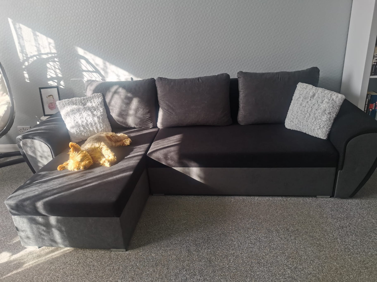 UNIVERSAL CORNER SOFA BED IRIS BLACK/GREY 260CM / FOAMTHIS MODEL IS UNIVERSAL WHICH MEANS YOU CAN CHOOSE CORNER SIDE DURING ASSEMBLY 3 X PILLOWS INCLUDED1 X STORAGE SPACE (OPTIONAL 2ND STORAGE FOR ADDITIONAL COST)Dimensions: width 260 cm depth 145 cm tota