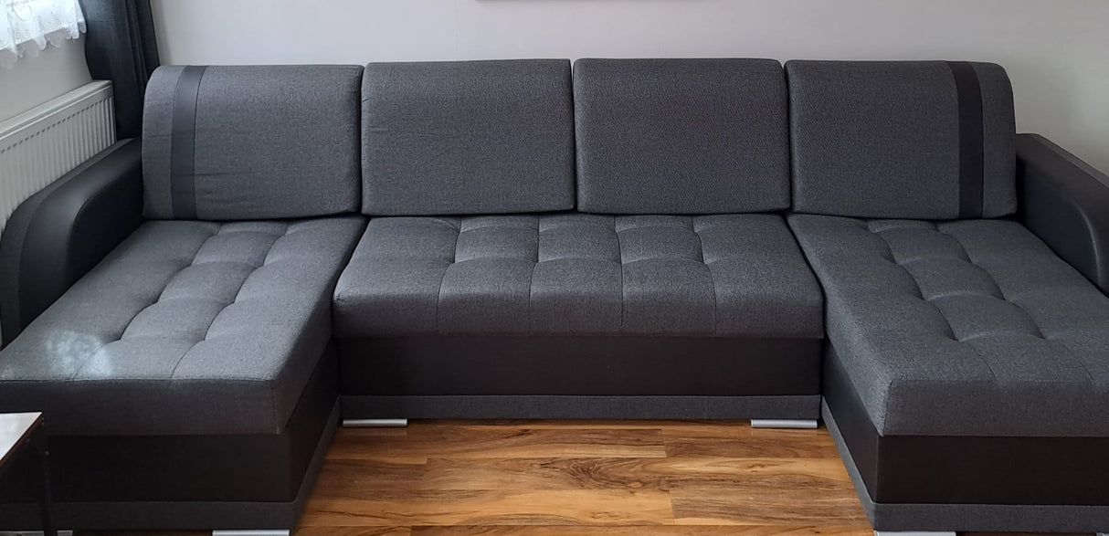 CORNER SOFA BED DINA U SHAPE 308CM 3X STORAGE SPACE CHOICE OF COLOR / BONELL SPRINGS + FOAM3X STORAGE SPACEBONELL SPRINGS + FOAMFABRIC INARI + FAUX LEATHERSIZEWIDTH 308CMDEEPTH 140CMHEIGHT 90CMSLEEPING AREA 270X140CMPACKED WEIGHT/DIMENTIONS 1/4 42kg 43x13