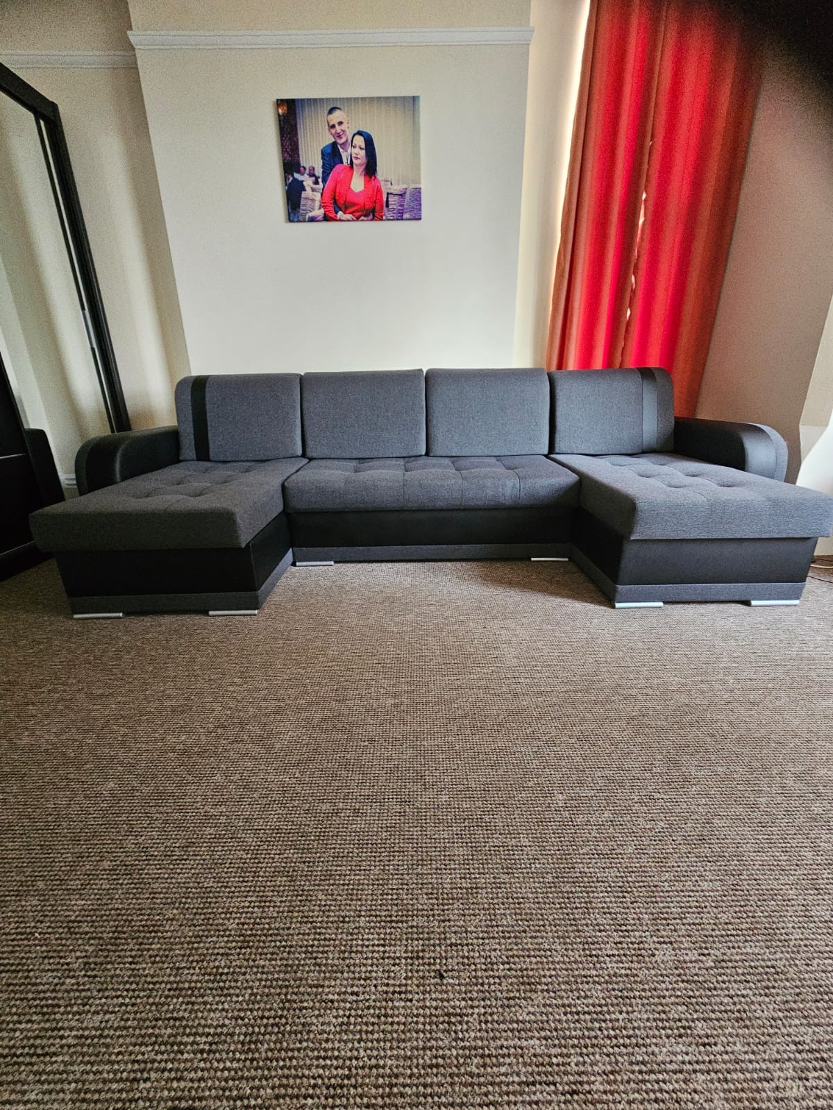 CORNER SOFA BED DINA U SHAPE 308CM  3X STORAGE SPACE CHOICE OF COLOR / BONELL SPRINGS + FOAM - Anna Furniture