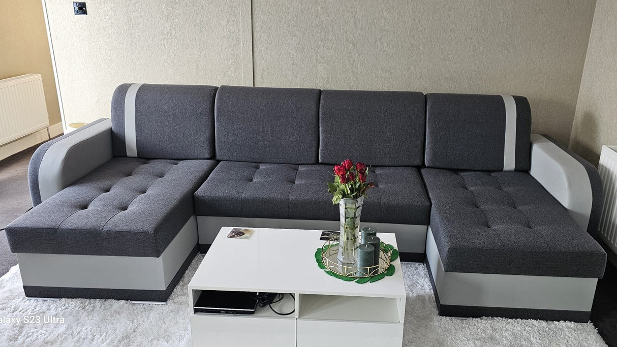 CORNER SOFA BED DINA U SHAPE 308CM 3X STORAGE SPACE CHOICE OF COLOR / BONELL SPRINGS + FOAM - Anna Furniture