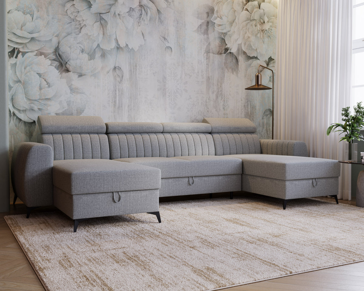 CORNER SOFA BED AURA U SHAPE 332CM / SPRINGS + FOAM CHOICE OF COLOR