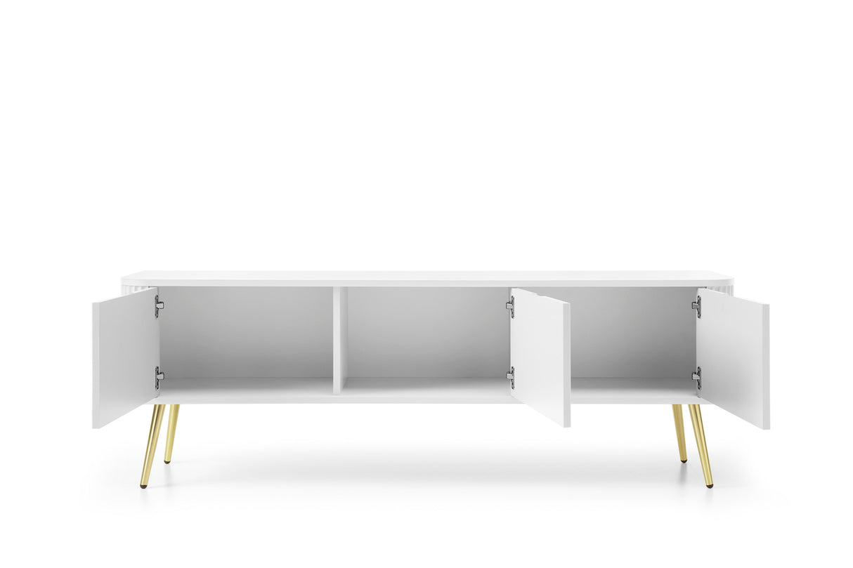 TV Stand ZOVA 01 WHITEProduct description Dimensions Width 168cm Height 56cm Depth 39cm Details Colour white Material Laminated board 18mm / MDF-board 18mm Veneer ABS edges Legs Metal, in black (23cm) Warranty 24 monthsUncategorizedAnna Furniture