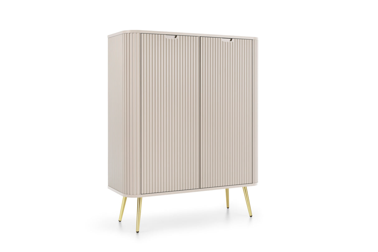 Storage cabinet ZOVA 03 CASHEMEREProduct description Dimensions Width 103cm Height 129cm Depth 39cm Details Colour cashmere Material Laminated board 18mm / MDF-board 18mm Veneer ABS edges Legs Metal, in black (23cm) Warranty 24 monthsUncategorizedAnna Fur