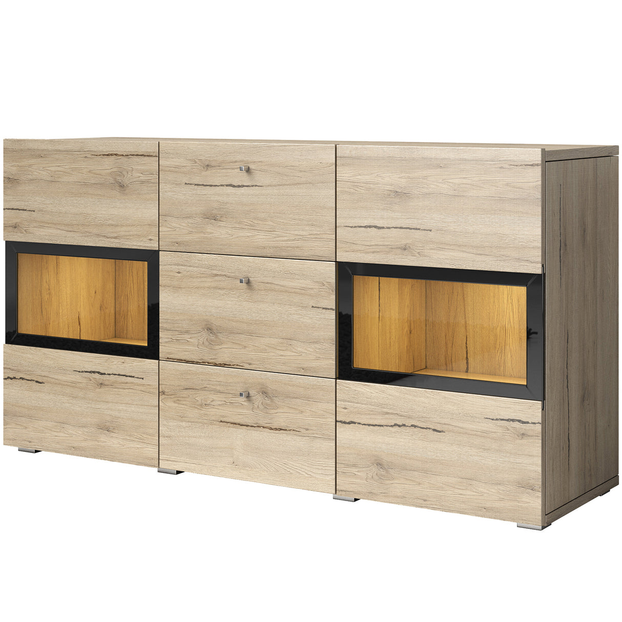 SIDEBOARD BAROS 132CM SAN REMO LIGHTDimensions Width132cm Height70cm Depth39cmSpecific information ColorationSAN REMO LIGHT MaterialLaminated furniture board LED lightingIt is not included in the priceAnna Furniture