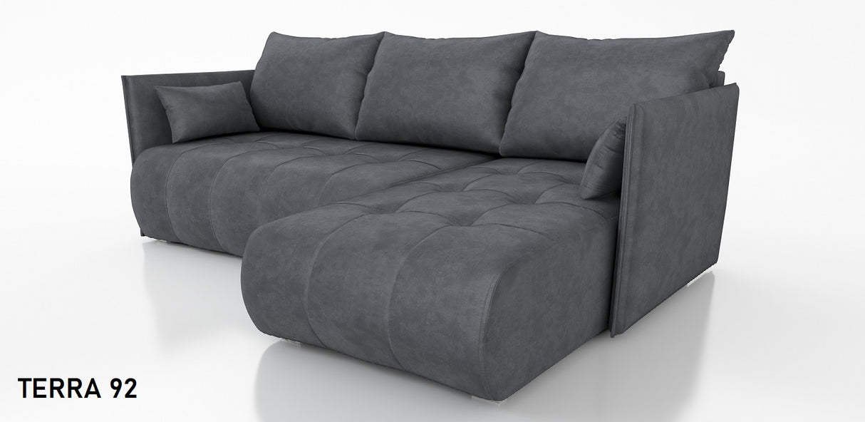 CORNER SOFA BED NESS 214CM / SPRINGS + FOAM / CHOICE OF COLORDimensions: sleeping area 140/206 width 214 cm depth 152 cm height to the seat 40 cm* dimensions given with a tolerance of +/- 3 cmSpecification:- universal, free-standing corner sofa- wave spri