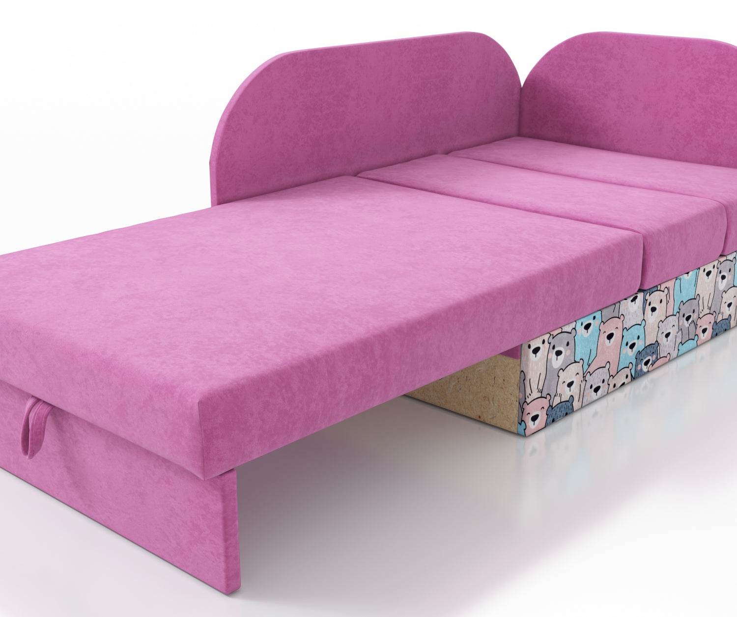 UNIVERSAL CORNER SOFA BED KUBUS CUBE PINK / TEDDY Children roomTHIS MODEL IS UNIVERSAL WHICH MEANS YOU CAN CHOOSE CORNER SIDE DURING ASSEMBLYCHILDREN CORNER SOFA BEDSOFKA NAROZNIK TAPCZANIK DZIECIECY - depth 77 cm- width 106 cm- height with bacon 50 cm- 7