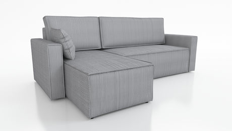 CORNER SOFA BED ROBI 240CM / SPRINGS + FOAM / CHOICE OF COLORThe corner sofa is made of corduroy fabricDimensions:sleeping area 131/206width 240 cmdepth 150 cmheight to the seat 41 cm* dimensions given with a tolerance of +/- 3 cmSpecification:- universal