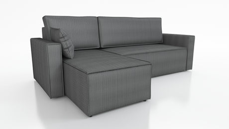 CORNER SOFA BED ROBI 240CM / SPRINGS + FOAM / CHOICE OF COLORThe corner sofa is made of corduroy fabricDimensions:sleeping area 131/206width 240 cmdepth 150 cmheight to the seat 41 cm* dimensions given with a tolerance of +/- 3 cmSpecification:- universal