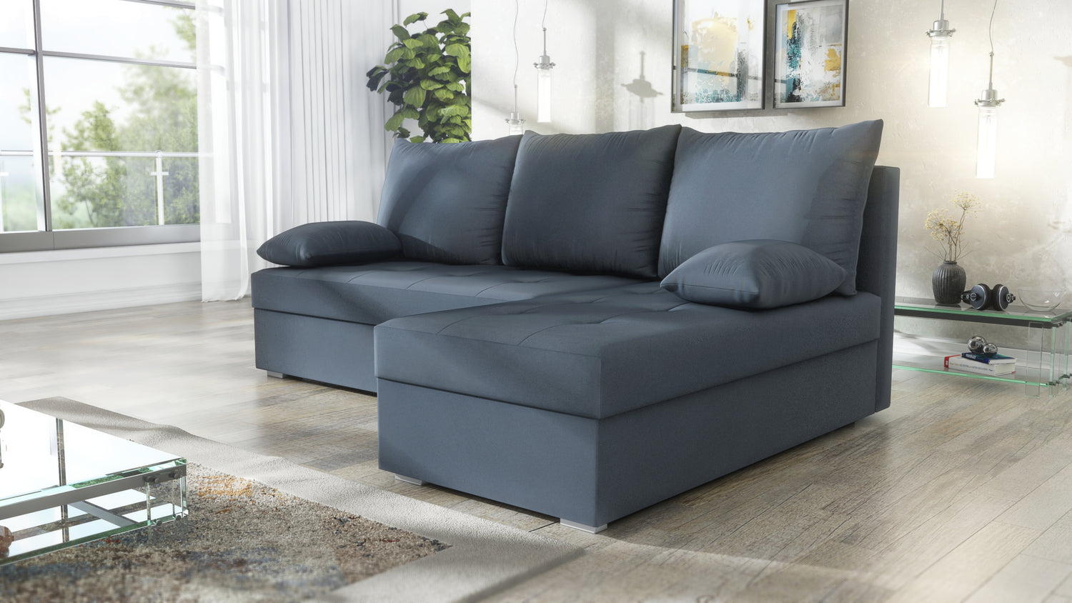 NAROŻNIK SOFA ŁÓŻKO LOTUS S 200CM 2X PRZESTRZEŃ DO PRZECHOWYWANIA
