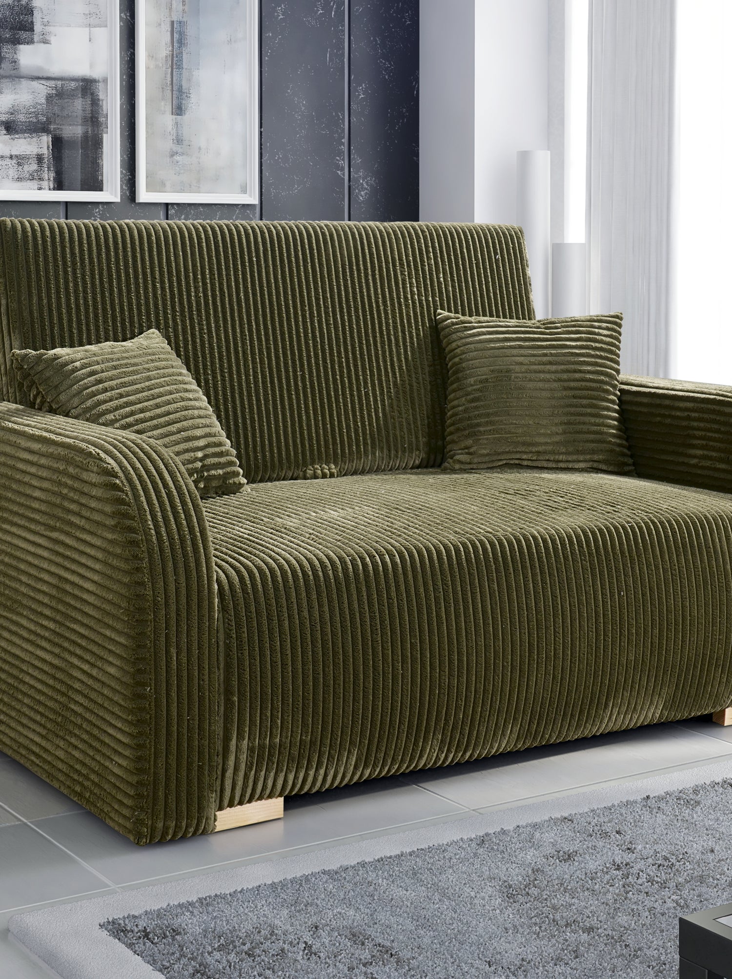 TWO SEATER SOFA BED LILY II 136CM / SPRINGS + FOAMDimensions:- width 136 cm- height 85 cm- depth 95 cm- sleeping area 113x195 cm Made on a solid wooden frame made of pine, the structure will allow for long-term and trouble-free use Sleeping function - the