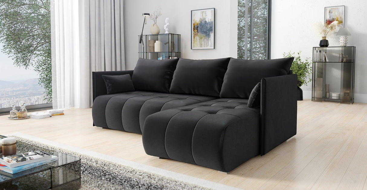 CORNER SOFA BED NESS 214CM / SPRINGS + FOAM / CHOICE OF COLORDimensions: sleeping area 140/206 width 214 cm depth 152 cm height to the seat 40 cm* dimensions given with a tolerance of +/- 3 cmSpecification:- universal, free-standing corner sofa- wave spri