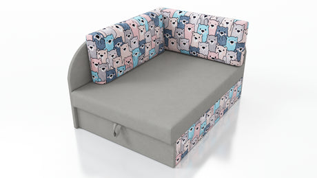 UNIVERSAL CORNER SOFA BED KUBUS CUBE GREY / TEDDY Children roomTHIS MODEL IS UNIVERSAL WHICH MEANS YOU CAN CHOOSE CORNER SIDE DURING ASSEMBLYCHILDREN CORNER SOFA BEDSOFKA NAROZNIK TAPCZANIK DZIECIECY - depth 77 cm- width 106 cm- height with bacon 50 cm- 7