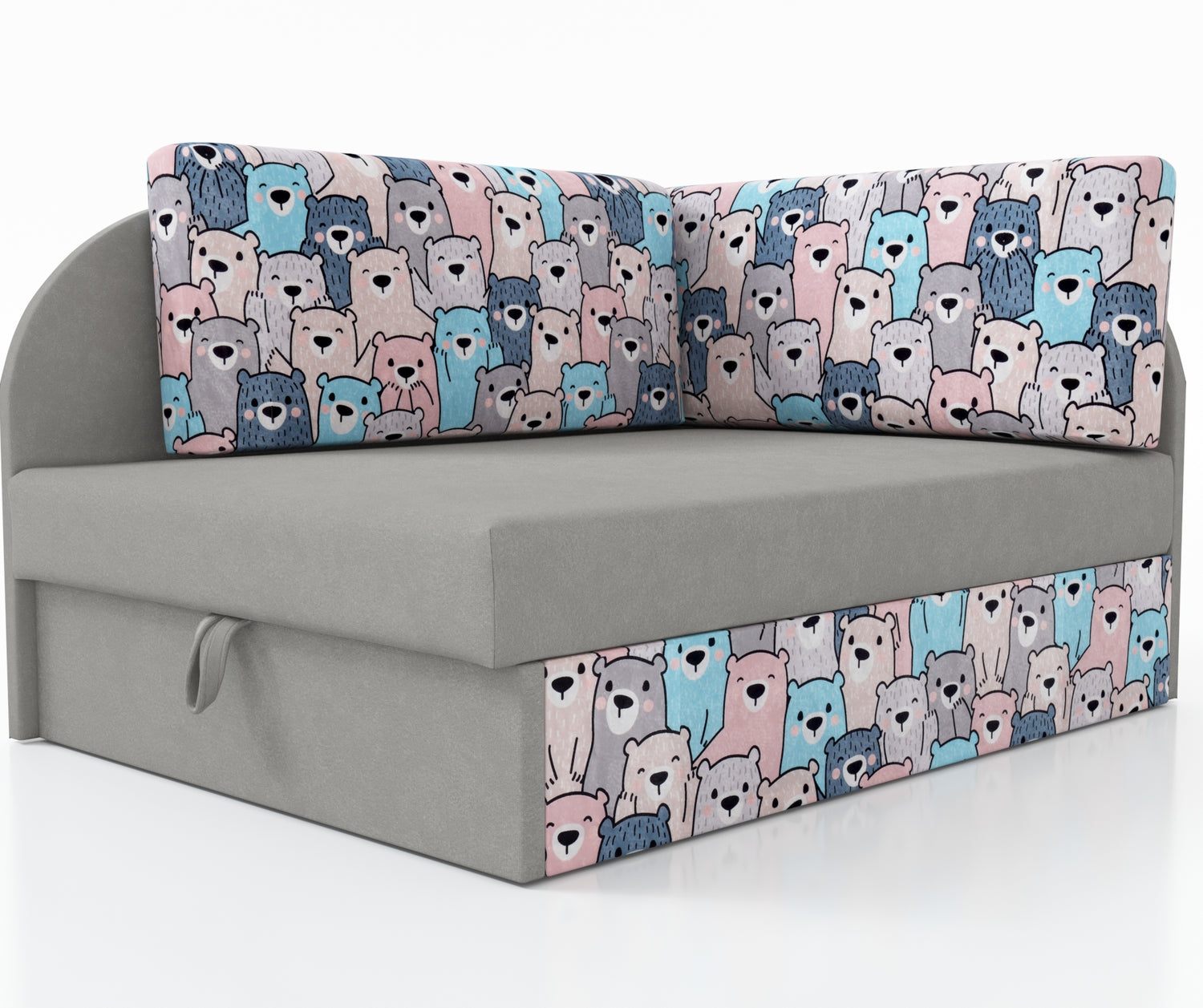 UNIVERSAL CORNER SOFA BED KUBUS CUBE GREY / TEDDY Children roomTHIS MODEL IS UNIVERSAL WHICH MEANS YOU CAN CHOOSE CORNER SIDE DURING ASSEMBLYCHILDREN CORNER SOFA BEDSOFKA NAROZNIK TAPCZANIK DZIECIECY - depth 77 cm- width 106 cm- height with bacon 50 cm- 7
